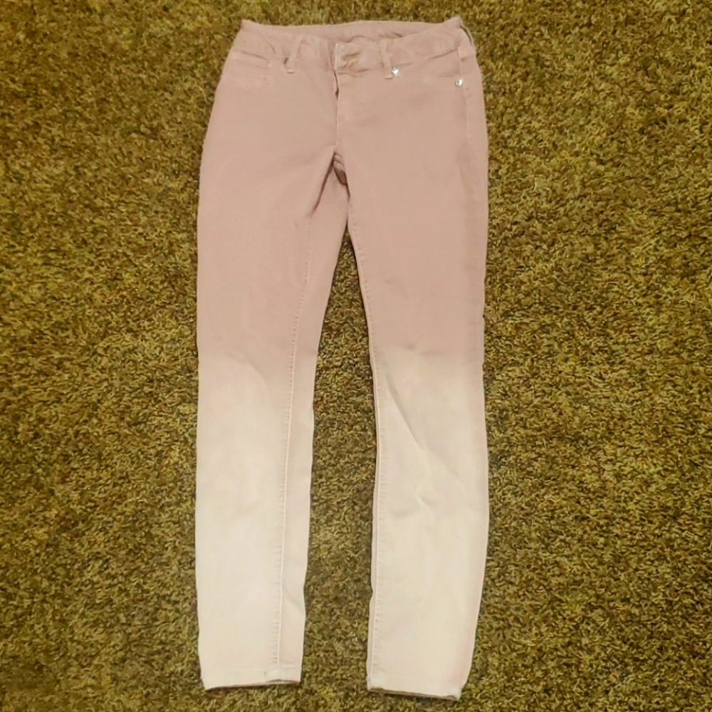pink fade into light pinkish white jeans